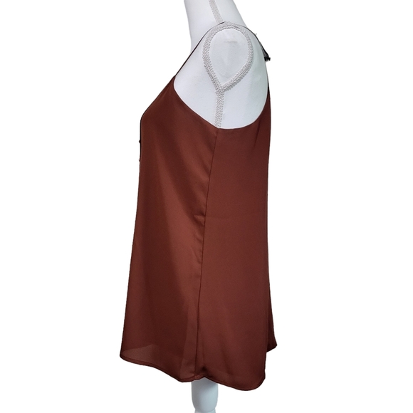 NWT Express Button-front Pleated Brown Camisole - Picture 3 of 8